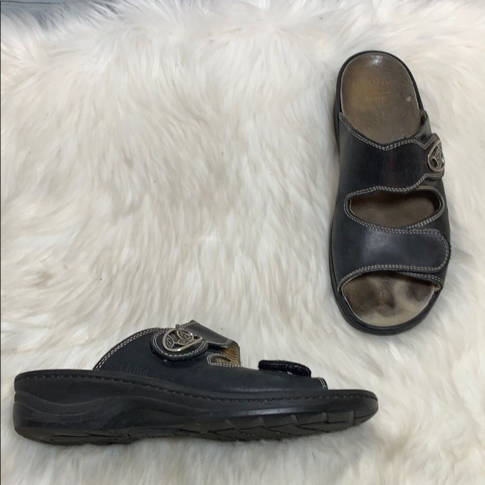 Fidelio Softline Slides‎ Black Leather Size 36/5.5